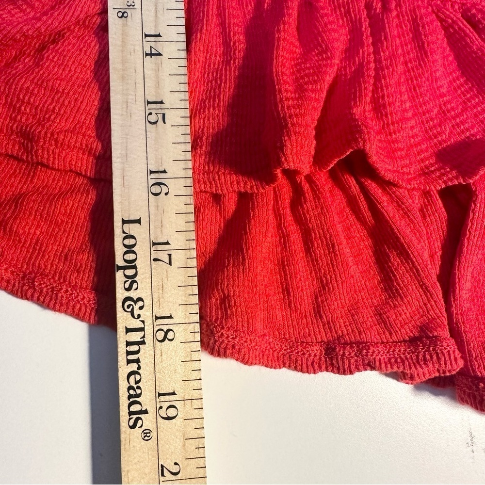 Free People Mint Julep Crop Top Cherry Red Ruffle Button Front XS Summer Beach - Picture 8 of 9